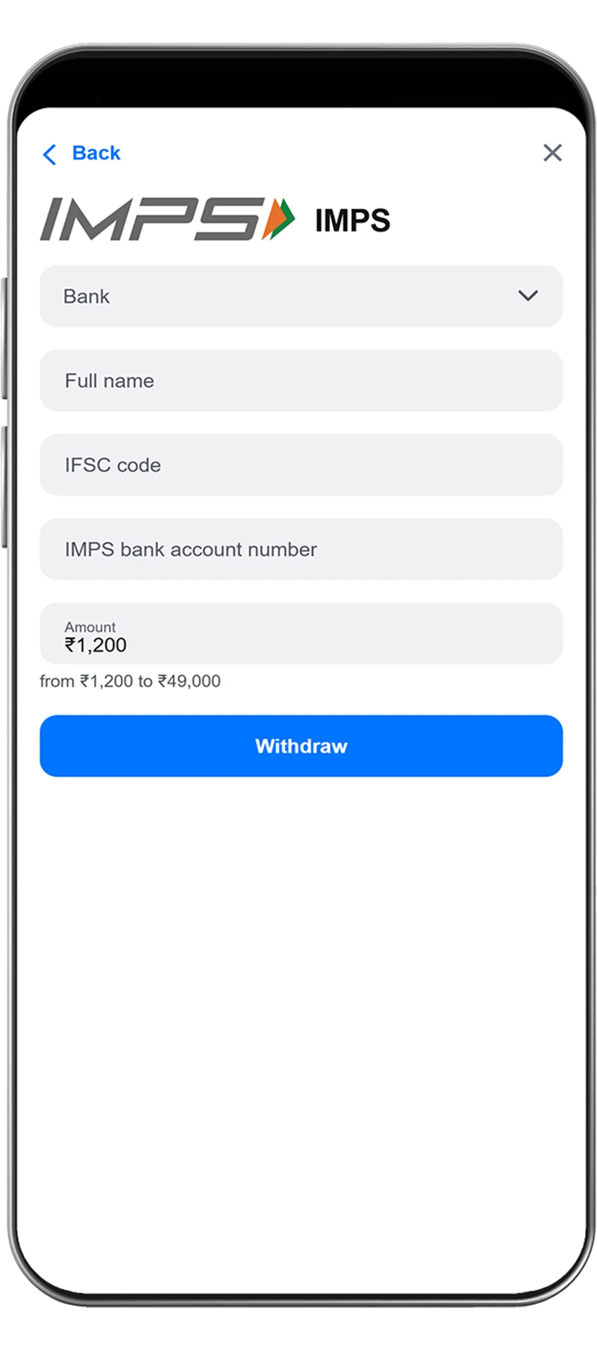 Filling out the withdrawal form at 1win