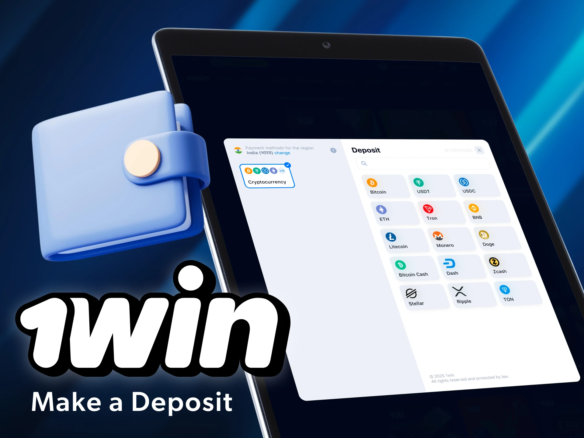 Yop up your 1win account.