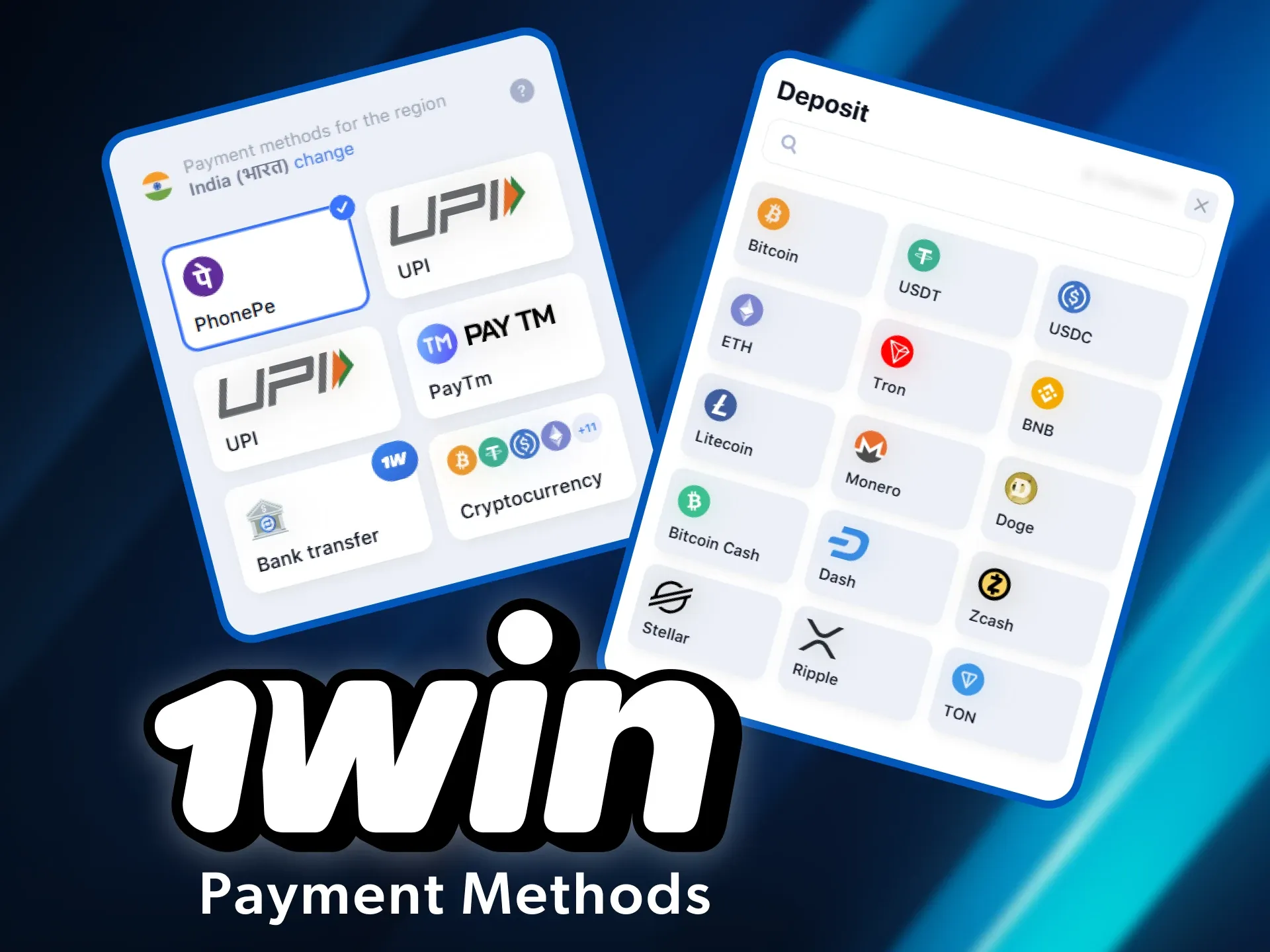 There are various payment methods on 1win so you can deposit your Aviator account successfully.