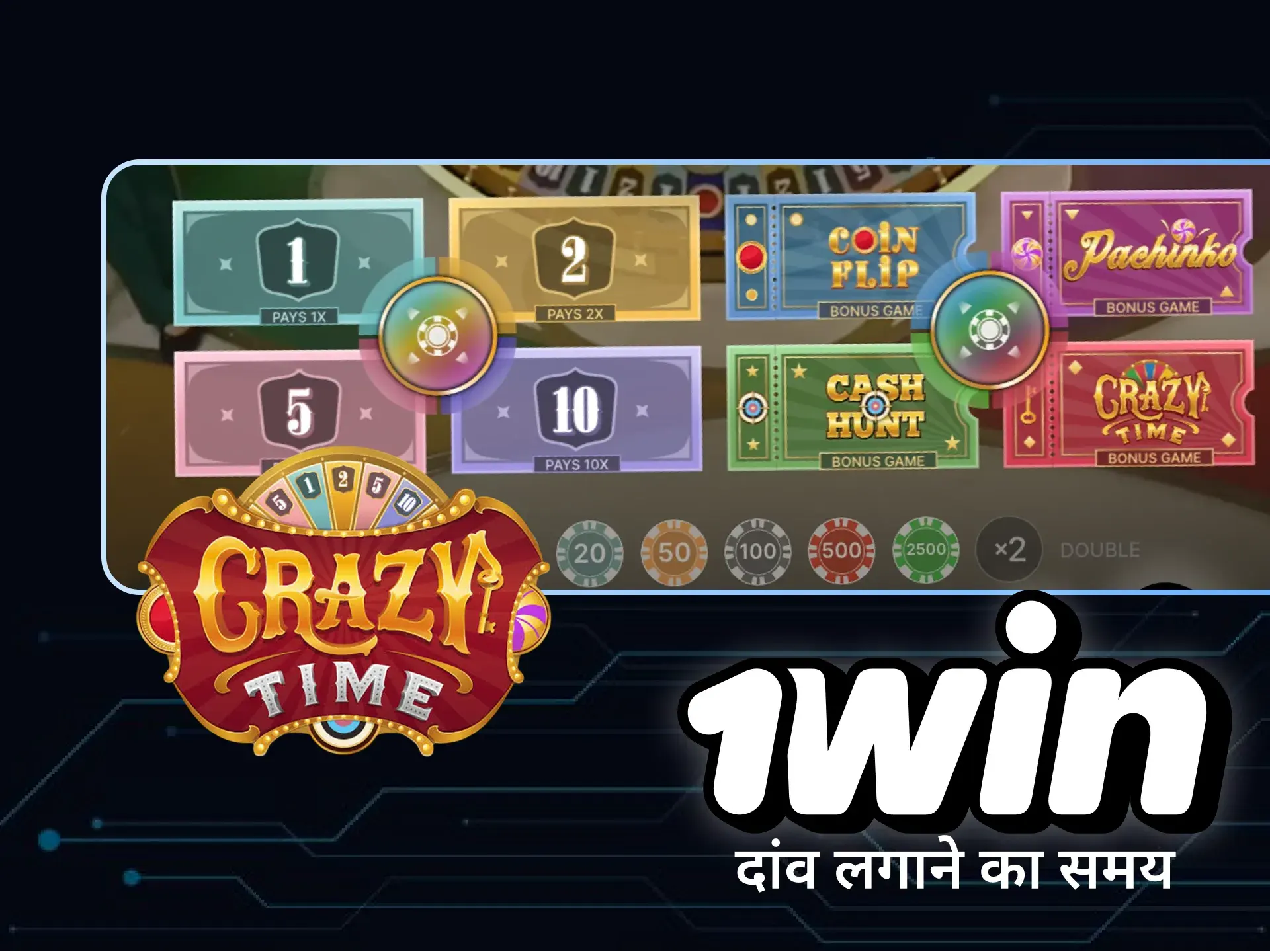 जल्दी करें और राउंड शुरू होने से पहले क्रेजी टाइम में 1win पर अपना दांव लगाएं।