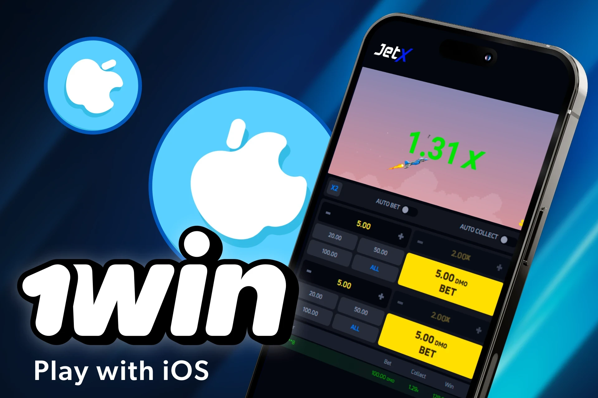 You can play Jet X via the 1win app on your iPhone.