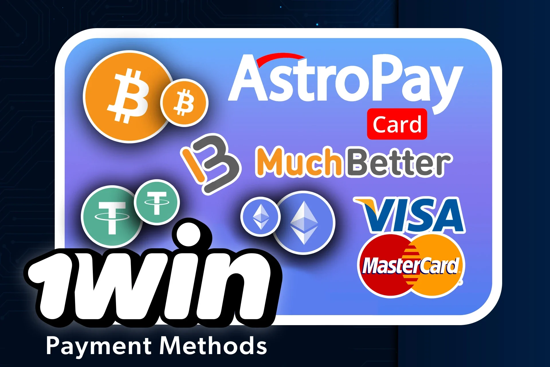There are plenty of payment methods to make deposits and withdrawals on the 1win website.