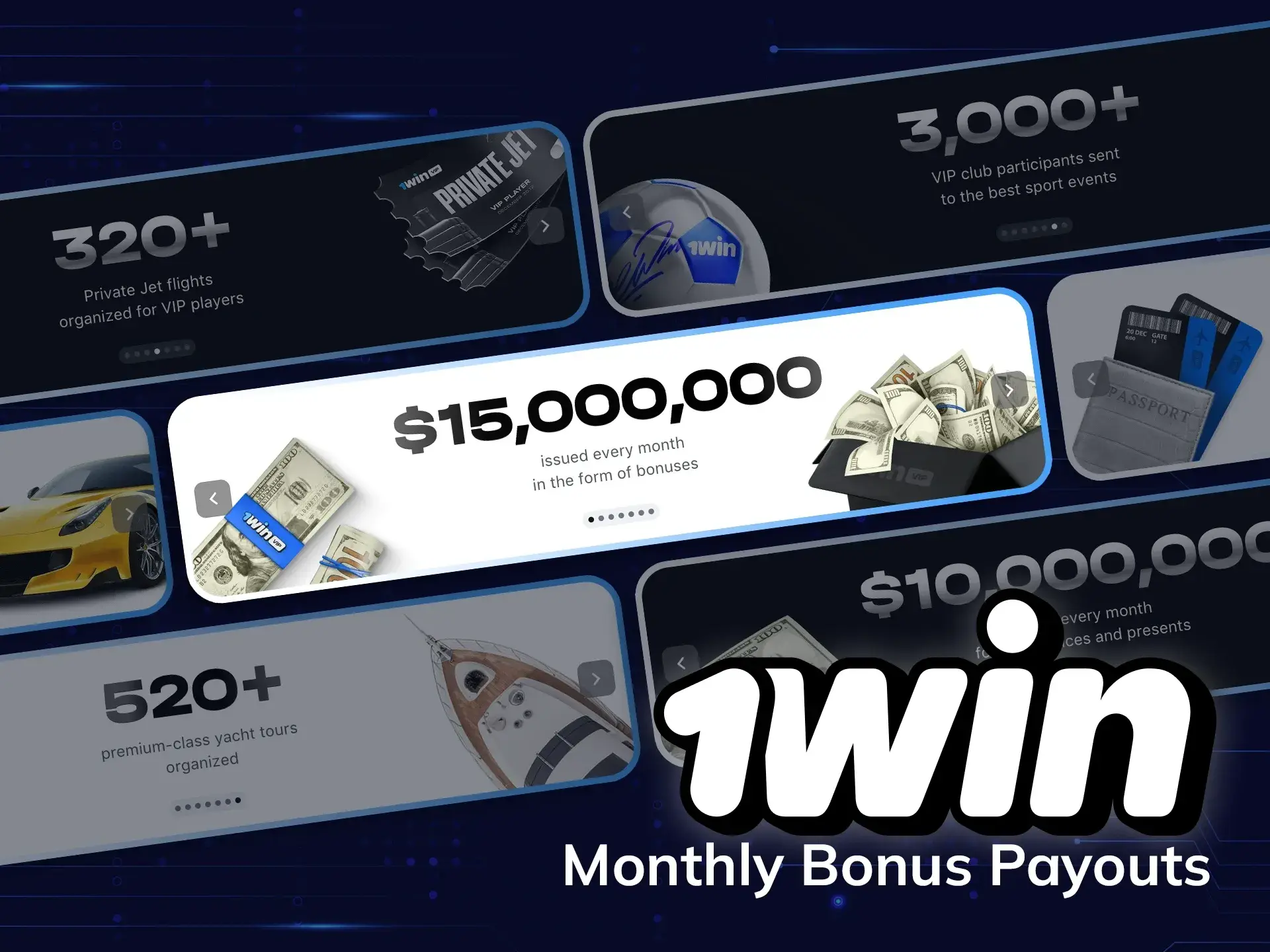 Discover monthly bonus payouts with the 1Win VIP club.